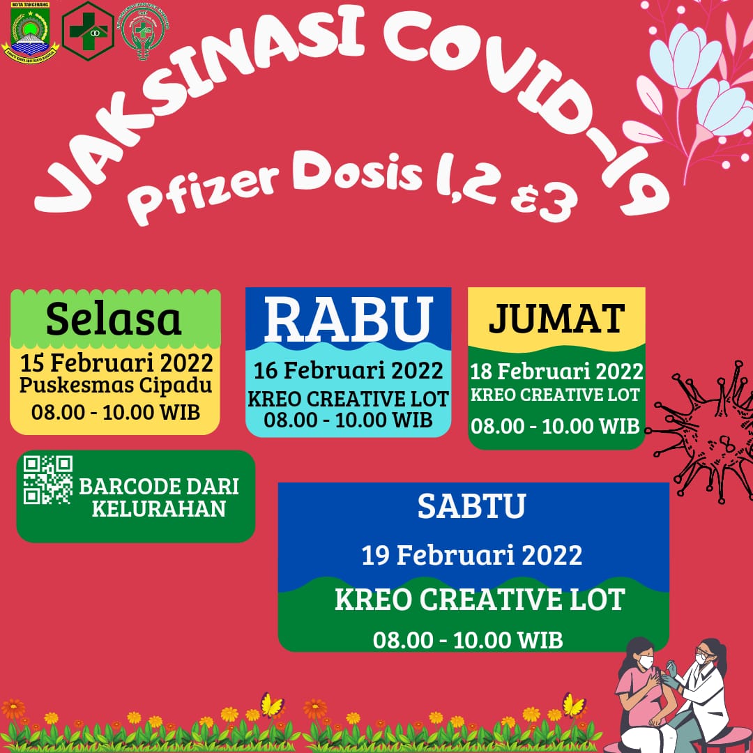 Jadwal Vaksinasi Dosis Ke-1, 2 & 3 Pfizer Wilayah Kerja Puskesmas Cipadu