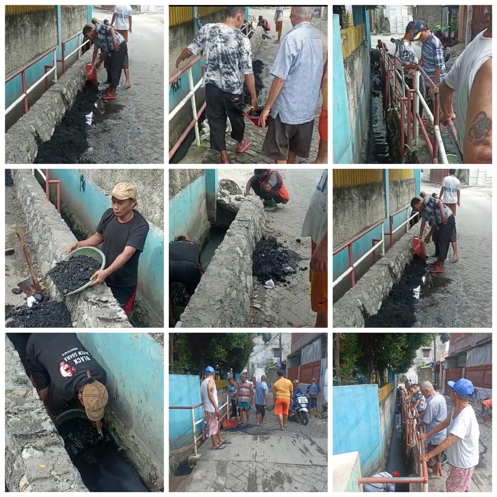 Kerja bakti pengerukan saluran air/drainase di Jl.Langgar