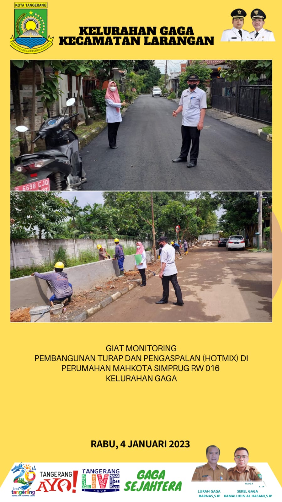 Monitoring Pembangunan Turap dan Pengaspalan